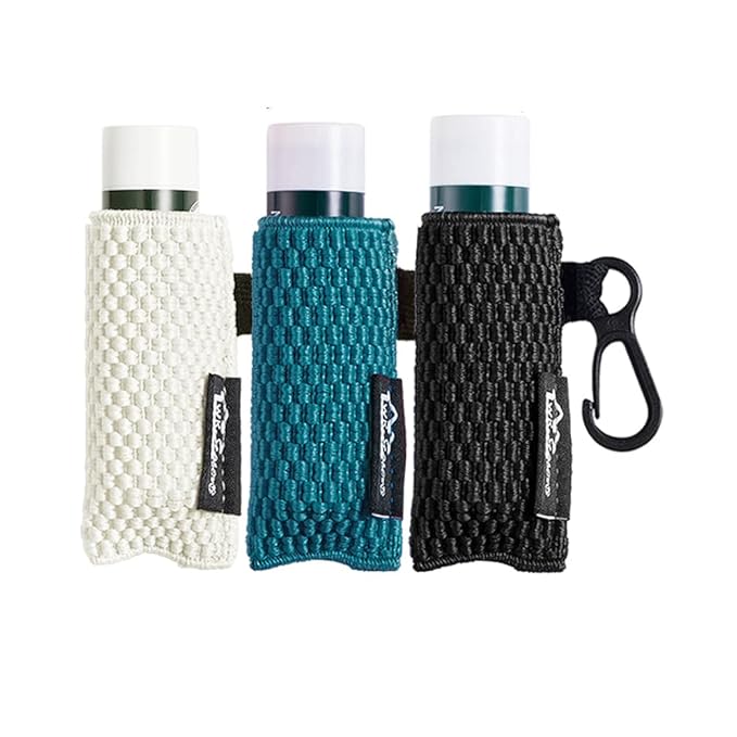 WK IEASON Lip Balm Holder Sleeve with Keychain Lipstick Sleeve Holder Tight-knit Elastic Holder (Black/blue/beige)