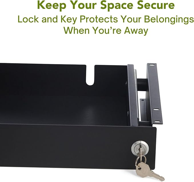 Perfect POSTURE Under Desk Storage Drawer With Lock – Slim Pen & Pencil Drawer for Regular & Sit-Stand Standing Desks, Black (7.5" x 33")