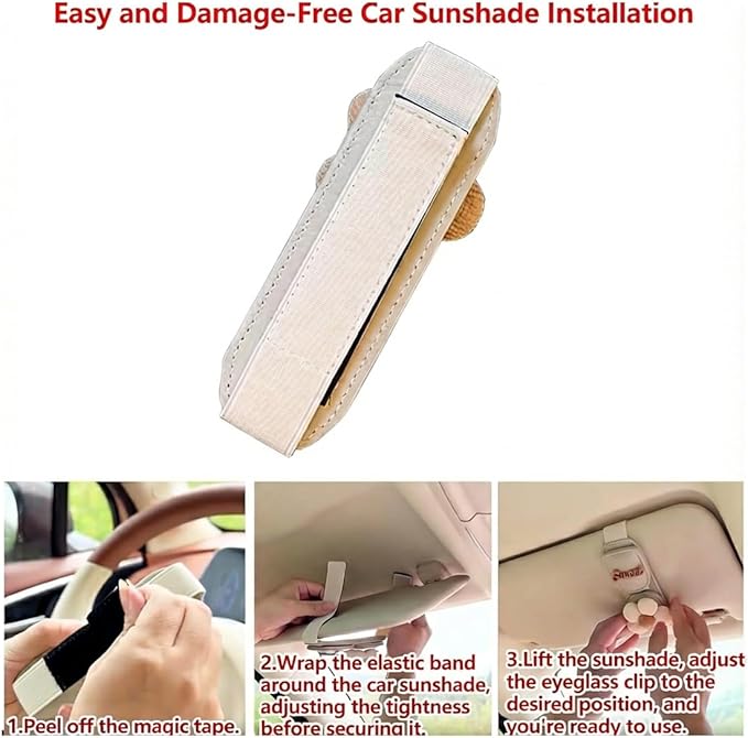 UNICOLD Magnetic Sunglasses Holder for Sun Visor, Double Position Genuine Leather Eyeglass Clip, Car Organizer