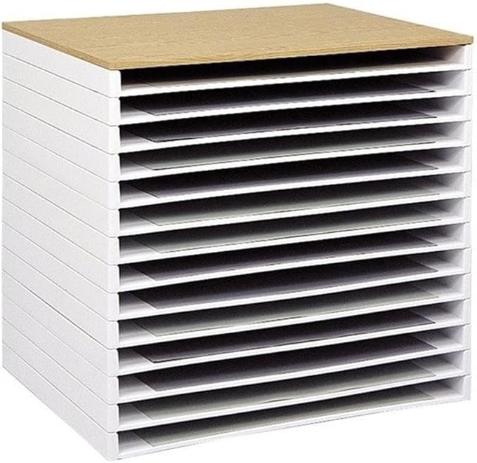 Pemberly Row Giant Stack Tray Set for 24" x 36" Documents, White Finish, HDPE Plastic, Steel Reinforced, Stackable Up to 5 ft, 300 lbs Capacity, Office Filing Storage System