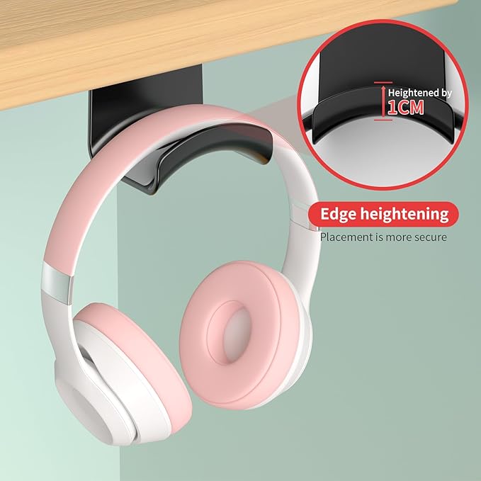 2 Pcs Headphone Stand for Desk Mini Headphone Hanger Holder with Strong Adhesive Game Headset Stand Headset Holder (ZY88 Under Desk 2pcs)