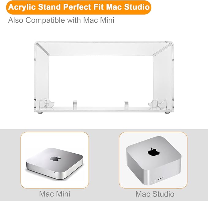Acrylic Desktop Stand for Apple Mac Studio, Stand Holder Compatible with Mac Studio M4/M2/M1 Max, Mac Studio M3/M2/M1 Ultra, Mac mini M1 M2 M2 Pro 2010-2023 (Clear)