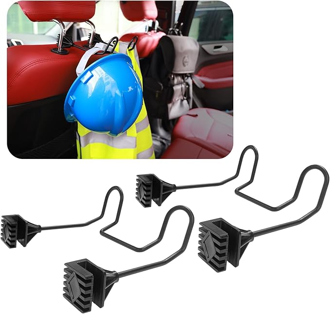 GODLIY Hard Hat Holder for Truck Seat - Work Truck Accessories for Hard Hat & Safety Vest,Car Back Seat Headrest Hooks for Men (2 PCS)