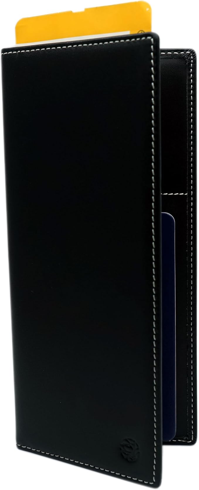 RFID Blocking Slim Minimalist Long Travel Wallet Genuine Leather Passport Holder Travel Cover (Black)
