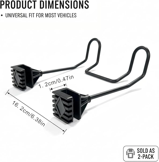 2 Pack Heavy Duty Dual Hook Helmet Rack for Truck, Adjustable Headrest Hanger, Hard Hat Holder Vehicle Accessory (Left)