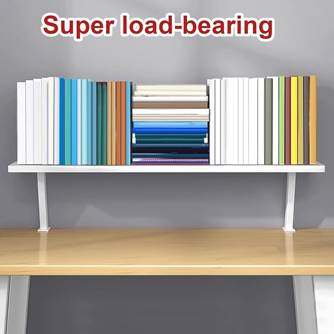 Clamp on Desk Organizer Shelf, Clamp on Desk Shelf, Desk Extension Shelf, Floating Desk Shelf, Clamp on Base, Adjustable Desk Extender Side Table, Desktop Storage Shelf(Walnut,80cm/31.5")