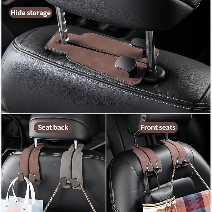 Car Purse Hooks, Universal Headrest Hooks for Bags, 4 Pack | Keeps bags off floors | Helps stop spills | Fits most headrests | For purses, groceries, backpacks
