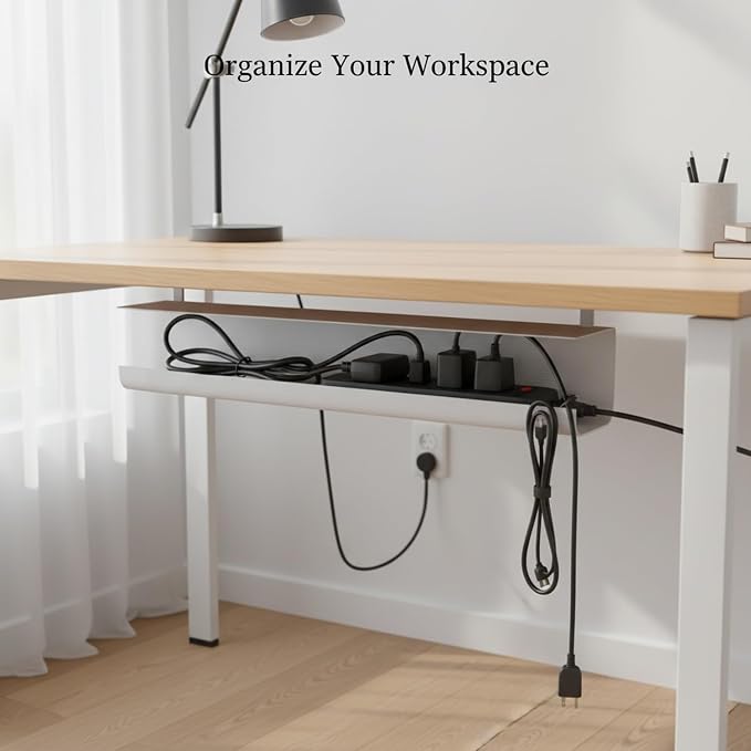 Under Desk Cable Management Tray, No-Drill Cord Organizer for Power Strips & Wires, 15.7 x 3.9 x 3.5 Inch, PVC (1 Pack)