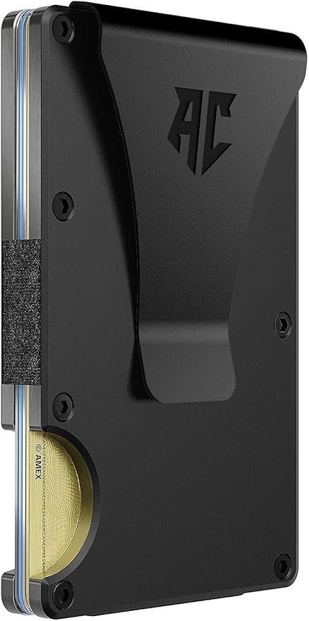 Men's Minimalist Credit Card Holder - Slim Wallet for Men with RFID Blocking - Front Pocket Metal Wallet with Money Clip (Obsidian)