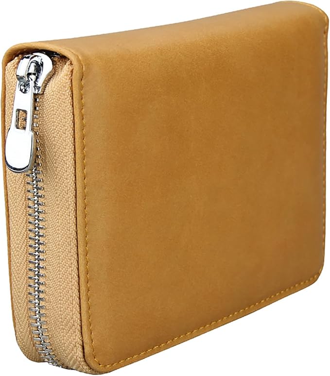 boshiho RFID Blocking 24 Slot Credit Card Holder Wallet Real Leather Multi Card Organizer Wallet with Zipper