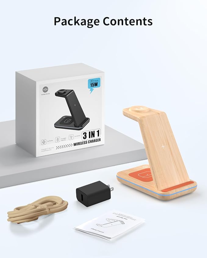 Wireless Charging Station for Apple Products: 3 in 1 Apple Wireless Charger for iPhone 16/15/14/13/12/11/SE/X Pro Max - Apple Watch Ultra/10/9/8/SE/7/6/5/4/3 - AirPods 2/3/4 Pro