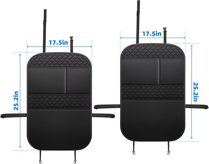 Back Seat Protector 2 Pack Fit For Jeep Grand Cherokee Car Kick Mats For Kids Upgraded Version with Storage Organizer Waterproof Dirt Proof Faux Leather Auto Accessories (Black)