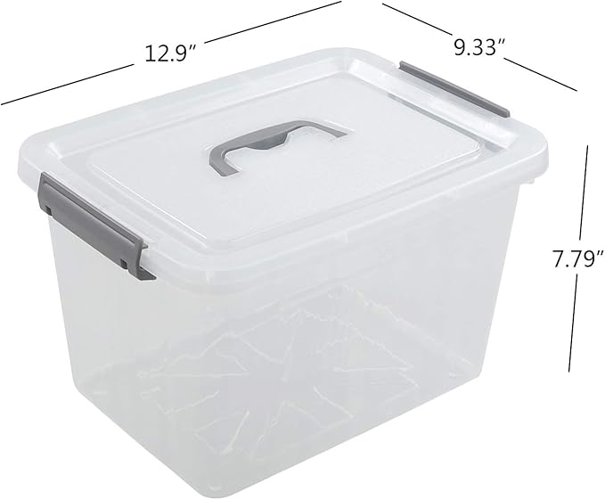 Jekiyo Clear Plastic Storage Bin, 12 Quart Latching Box with Lid, 1 Pack