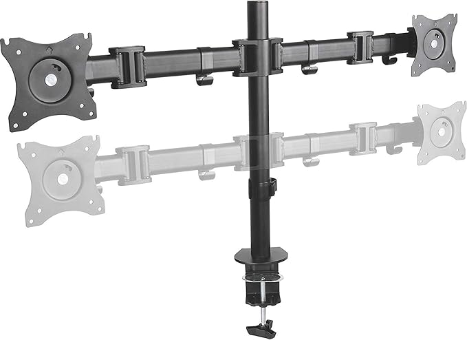 Kantek Dual Monitor Arm, Stand Mounts 2 Screens up tp 27", 2 Articulating Adjustable Arms Hold 18lbs, Desk and Grommet Mount, Cable Management, VESA