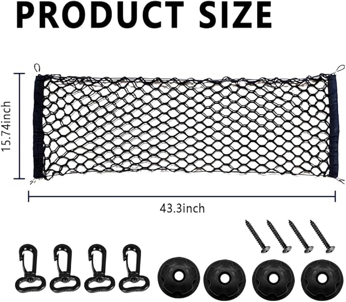 43.3" x 15.7" Truck Bed Organizer,Elastic Shrink Truck Cargo Net with 4 Metal Hooks Keep Truck Interior Tidy,Truck Bed Storage Hold Many Items Compatible with Chevrolet,Ford,GMC (L 43.3"x15.7")