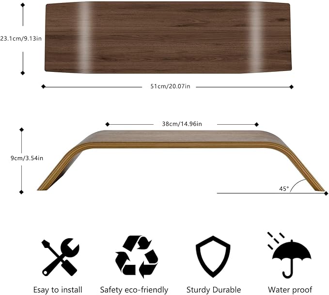 SAMDI Wooden Computer Monitor Stand Save Space Desktop Riser for Computers LCD Monitors Laptop PC iMac Notebook Apple MacBook(Black Walnut)