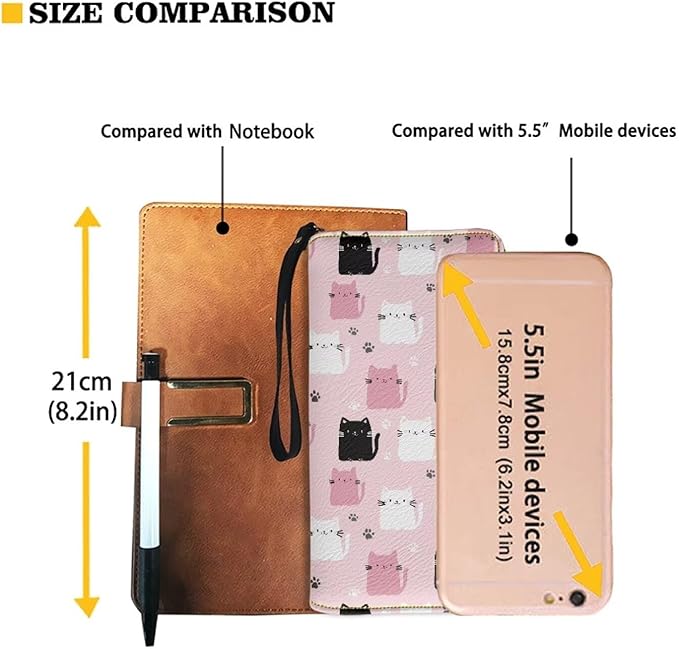 Bulopur Cute Cat Kitten Wristlet Wallet for Women Slim Thin RFID Blocking Credit Card Wallets Long Bifold PU Leather Card Holder Organizer Clutch Billfold with Zipper Ladies Girls Gift
