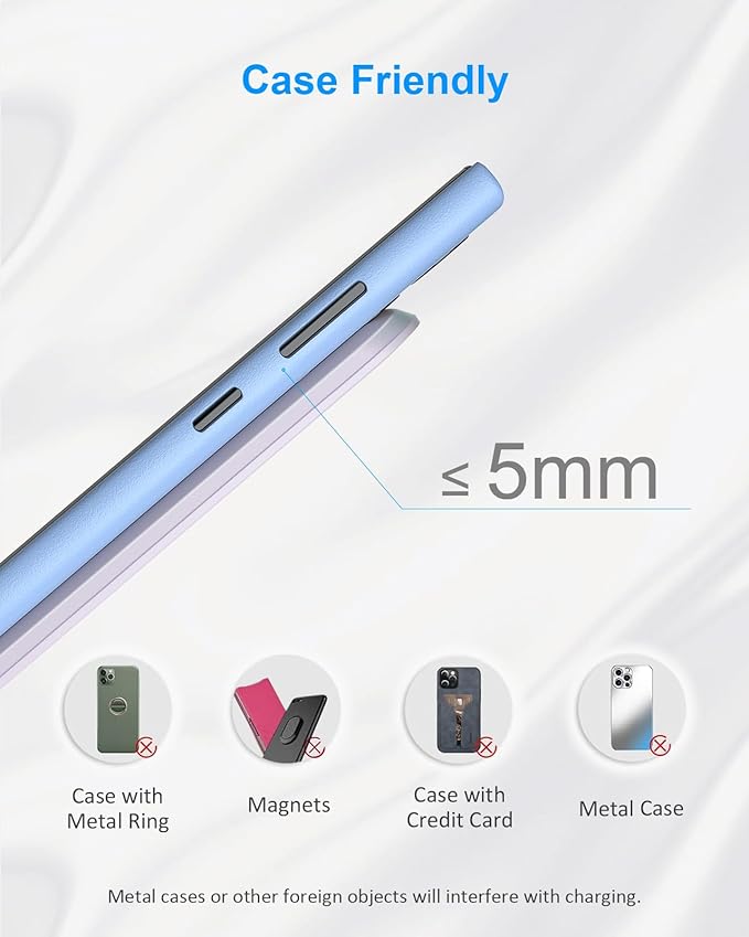NANAMI Wireless Charger for Samsung and iPhone - 10W Fast Induction Charger Stand for Galaxy S25/S26/S24/S23/S22/S21, Wireless Charging Stand Phone Charging Dock for iPhone 17/17 Air/16/15/14/13/12