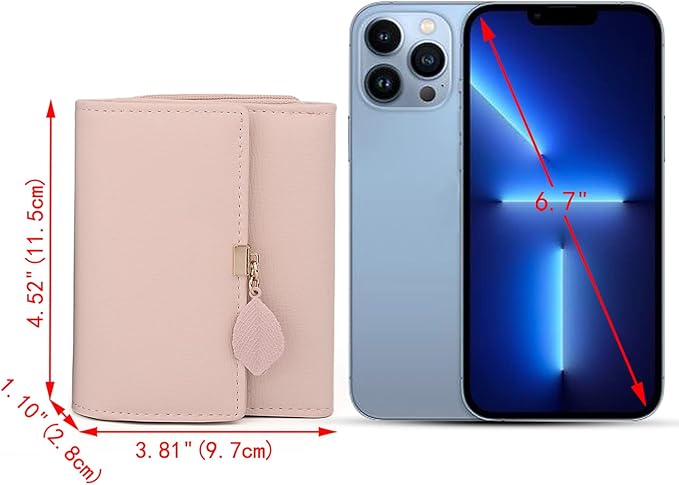 UTO RFID Wallet for Women PU Leather Leaf Pendant Card Holder Phone Checkbook Organizer Zipper Coin Purse | Leaf Pendant, Card Holder, Phone, Checkbook, Organizer, Zipper