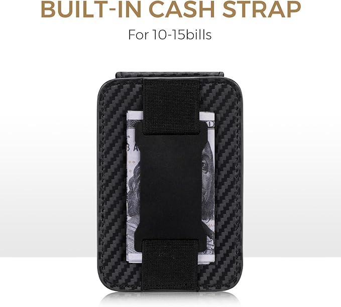 Zitahli Slim Wallet for Men with Pull-Up Tab & Cash Strap - Front Pocket Minimalist Easy Access Card Holder, RFID Blocking, Holds 8 Cards & 10-15 Bills