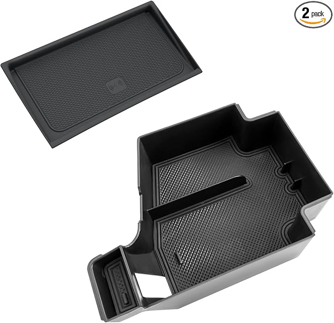 CDEFG 2Pcs for 2026 Volvo XC60 Center Console Organizer for 2026 Volvo XC60 Accessories Middle Console Tray Armrest Storage Box Wireless Charging Cover
