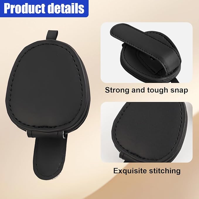 ZIMISI 2PCS Magnetic Sunglass Holder for Car Visor, Leather Glasses Holder for Different Size Eyeglasses, Clip on Sunglasses Clip, Ticket Card Clip, Car Visor Organizer (Black)