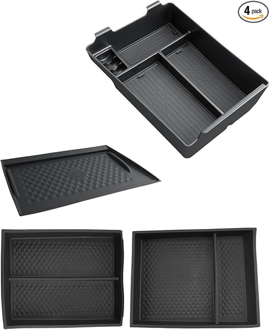CDEFG 4Pcs for 2025 2026 Murano Center Console Organizer for 2025 2026 Murano Accessories Middle Console & Lower Console Organizer Tray Armrest Storage Box & Wireless Charging Cover