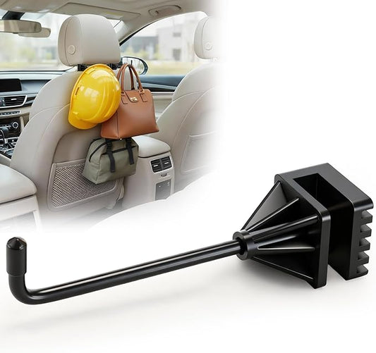 Enhon Hard Hat Holder for Truck, Heavy Duty Stainless Steel Hard Hat Accessories, Headrest Hooks for Car Seat, Compact Truck Organizer & Storage, Car Purse Hook for Work Helmets & Gear, Blackon