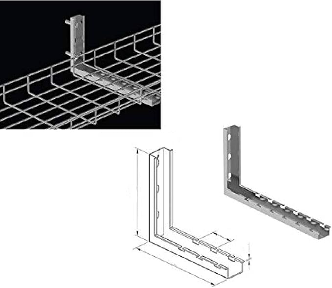 Kable Kontrol L Type Bracket – 12” Width - Wire Mesh Tray Cable Management Rack Cords Organizer Cable Basket, Zinc Plated Steel NEC Approved for Network, Fiber Optic, Cabling Accessory