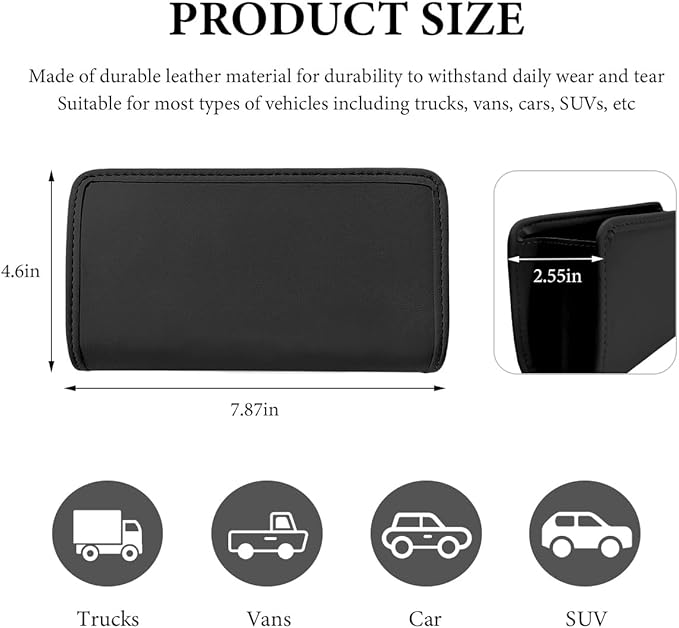 DXNQ Car Trash Can, Leather Foldable Hanging Trash Bag, Multi-Function Mini Storage Box Garbage Can for Car Back Seats and Side Door, Black