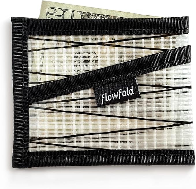 Flowfold Recycled Sailcloth Wallets - 3 Pocket Card Holder Wallet, Front Pocket Wallet, Slim Card Holder Wallet Made in USA (White Sailcloth)