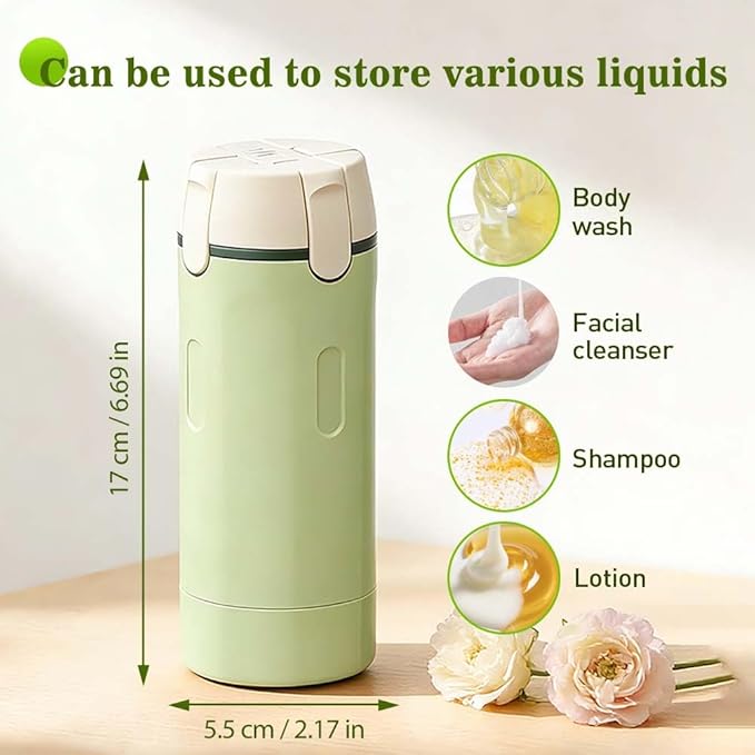 4 in 1 Travel Dispenser, 4 Pack 30ML Travel Bottles for Toiletries, 4 in 1 Travel Bottles for Toiletries Travel Dispenser Bottle, Refillable, Suitable for Storing Shampoo (White+Green)