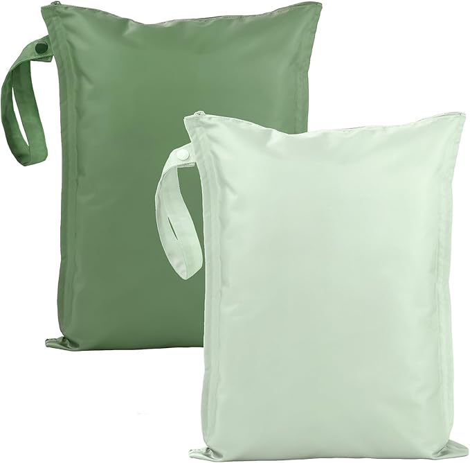 RelaxScene Wet Dry Bags Water Resistant - 2 Pack Reusable Waterproof Wet Dry Bag for Swimsuits & Baby Clothes - Leakproof Storage Pouch Bag for Travel & Baby Diaper - Travel Laundry Daycare Bags
