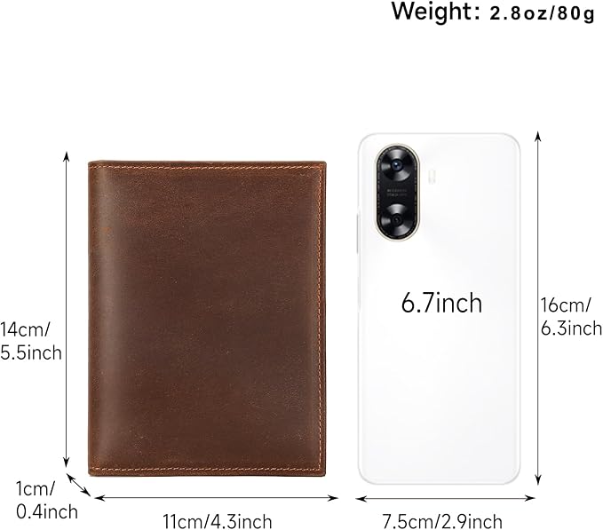 HIDO RFID Passport Holder for Men, Slim Leather Travel Wallet with Airtag Slot & RFID Blocking