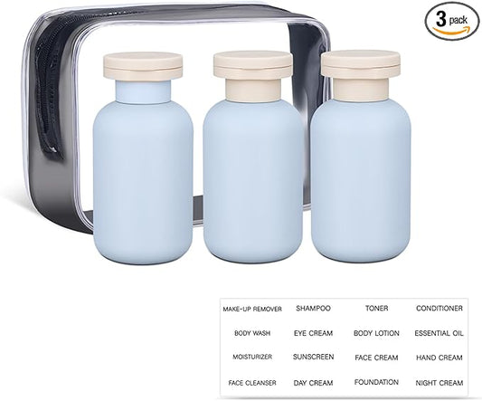ASEVAT 3.4 oz Plastic Squeeze Bottle for Lotion, Plastic Empty Shampoo Conditioner Container, Plastic Travel Size Toiletries Bottles for Shampoo, Lotion, Cream and Liquids (3 Pcs)