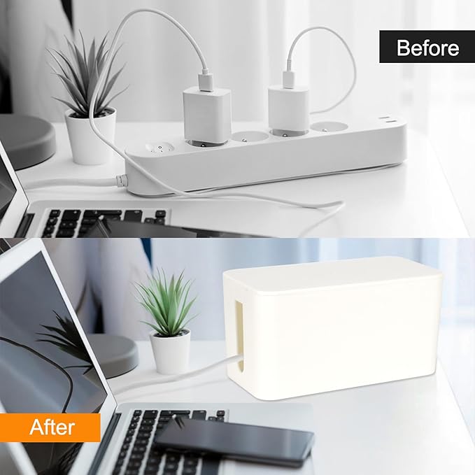 Mini Cable Management Cord Cover Wire Hider Box Concealer Organizer Protector System for Home Theater Entertainment Center Office School (Mini, White)