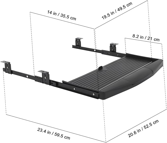 jojofuny Keyboard Tray Clamp On Keyboard Tray Under Desk Under Desk Pull Out Platform with Pencil Drawer Out Computer Drawer for Typing（Black）