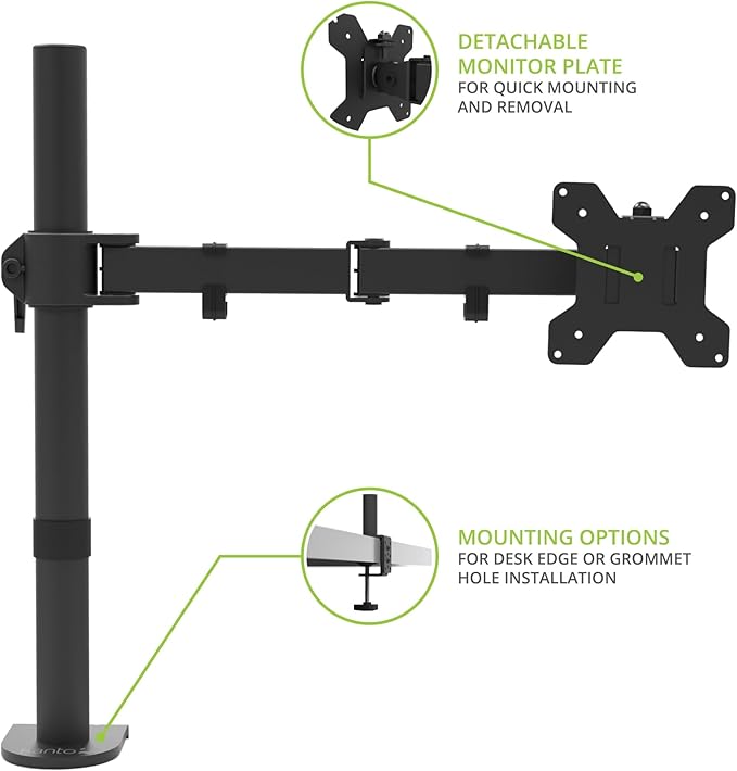 Kanto DML1000 Height Adjustable Desktop ARM Single Monitor Stand