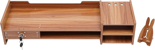 YIYIBYUS Computer Monitor Stand Riser Desk Laptop Organizer Stand with Drawer Desktop Storage Organizer Shelf for Office, Home Computers PC Monitors