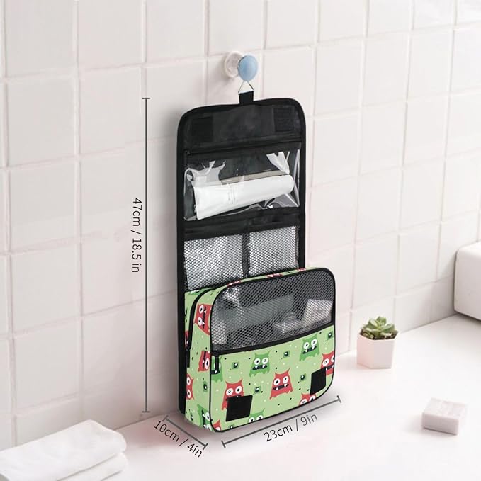 Hanging Travel Toiletry Bag Red Green Monster Kit Makeup Case Cosmetics Organizer for Men Women