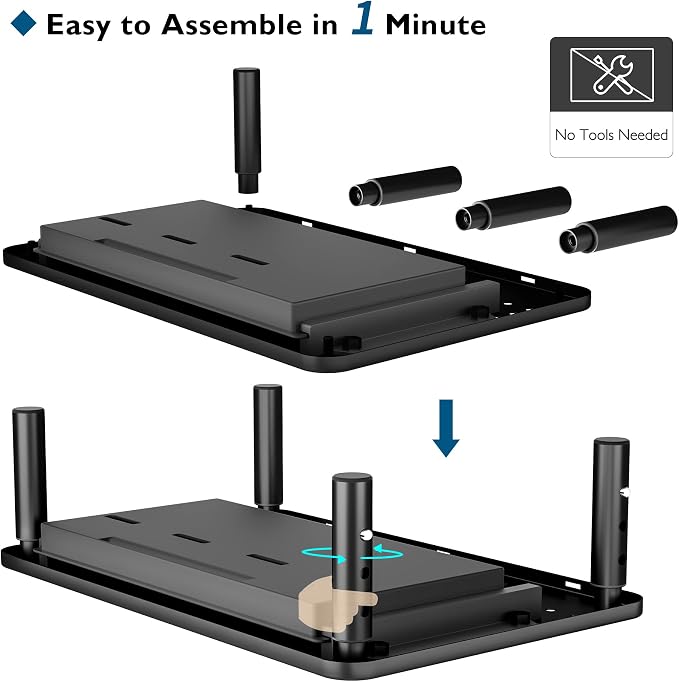 BONTEC 1 Pack Adjustable Monitor Stand Riser with Drawer, Ergonomic Mesh Platform Computer Monitor Stand for Desk, Ventilated Laptop and PC Stand with Cable Management, Supports up to 44lbs