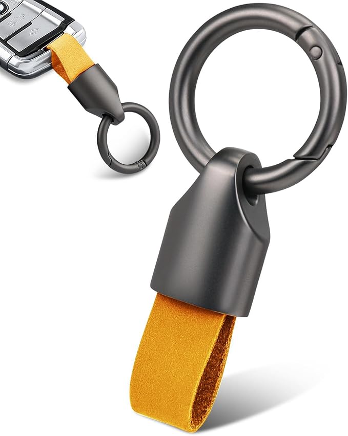 Car Key Chain Clip Leather Keychain Key Fob, Key Chain Rings for Car Keys Key Holder with Zinc Alloy Buckle for Men