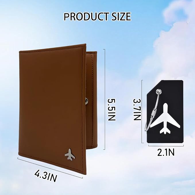 Pilot Wallet Passport Holder RFID Blocking Nappa Leather Travel Wallet, Stylish Travel Companion for Aviation Professionals (Brown)