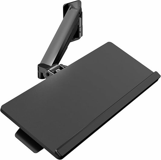 VIVO Sit-Stand 24 Inch Pneumatic Spring Keyboard and Mouse Tray Wall Mount, Counterbalance Height Adjustable Typing Platform, Ergonomic Tilt, Black, MOUNT-KB26C