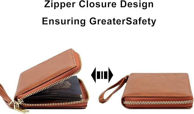 defway Passport Holder Travel Wallet - RFID Blocking Passport Holder Card Slots, PU Leather Travel Wallet Cover, Organizer for Documents Travel Essentials (Brown)