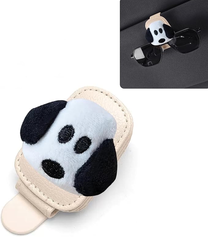 Dog Sunglasses Holder for Car Visor,Magnetic Leather Sunglass Holder,Ticket Card Clip Sunglasses Mount,Cars Visor Accessories Gadgets Dogs Car Decor,Dog Loves Gifts for Women,Men,Mom