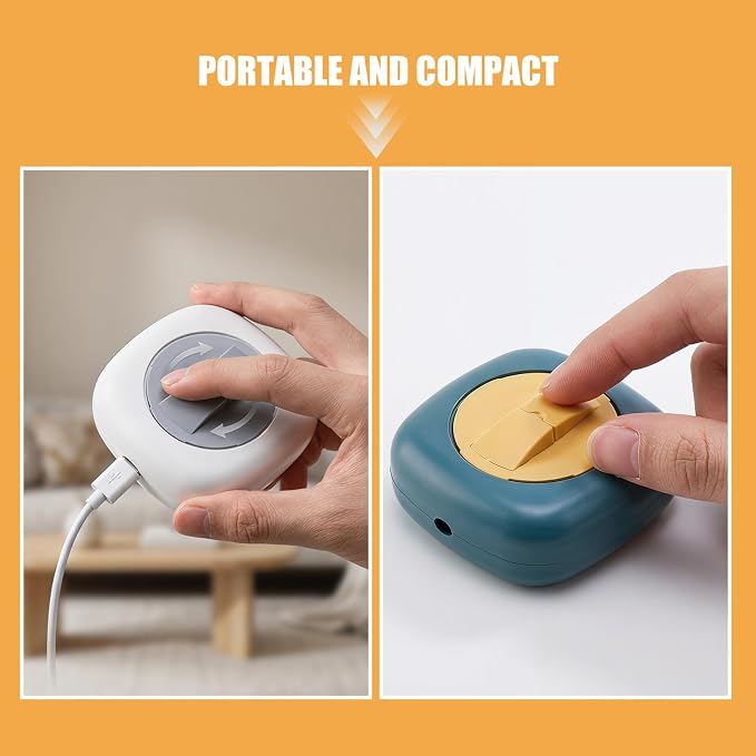 VALICLUD 2pcs Portable Rotatable Cable Organizer Box for Charging Cords and USB Cables, Sturdy Pp Material with Retractable Cord Winder and Mobile Phone Holder, for Travel and Daily