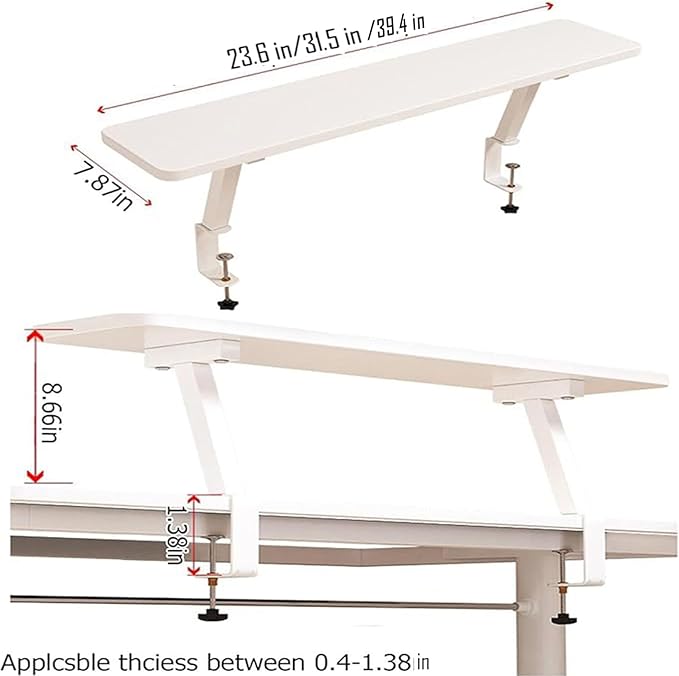 23.6x7.8 in Clamp On Desk Organizer Shelf, Above Desk Storage Extension Portable No Drill Required Bookcase Clamp Rack for Home Office Dorm Workstation and Study Space, Natural