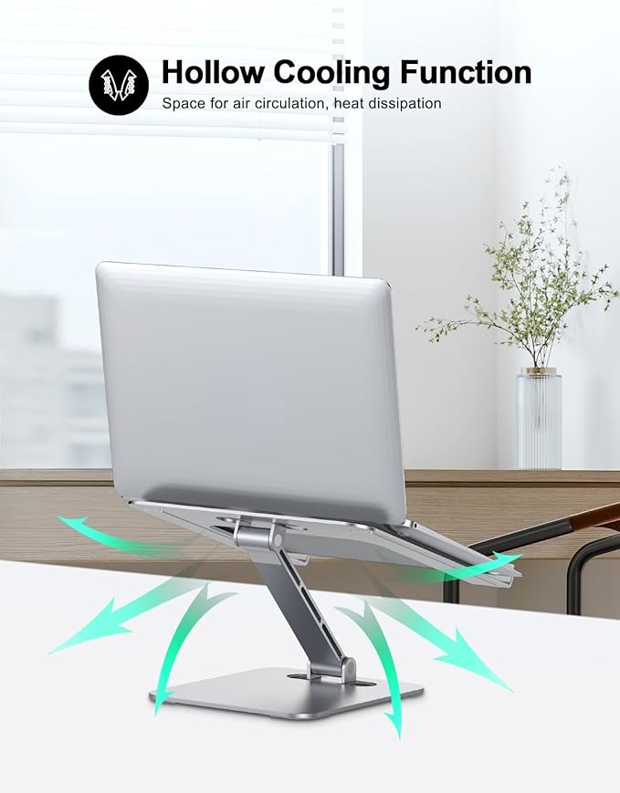 RIWUCT Foldable Laptop Stand, Height Adjustable Ergonomic Computer Stand for Desk Lecterns Riser, Aluminum Portable Laptop Riser Holder Notebook Mount Compatible with MacBook Pro Air, HP, Dell 10-16"