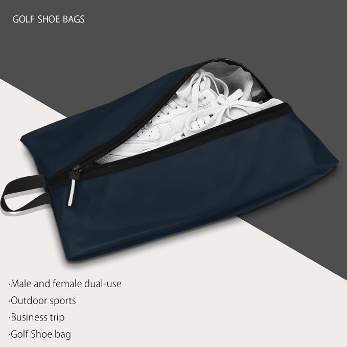 Shoe Bag for Travel, Waterproof Extra Large Shoe Storage Organizer with Handle, Multi-Functional Odor-Resistant Shoe Pouch for Gym, Soccer, Golf, Tennis Soccer Cleats Bag 16.5 x 9.8 Inches (Dark Blue)